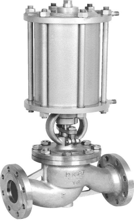 Pneumatic flange glove valve